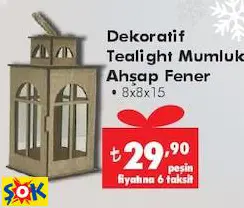 DEKORATİF TEALİGHT MUMLUK AHŞAP FENER